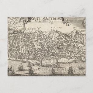 Pictorial Map of New York City (1672) Briefkaart