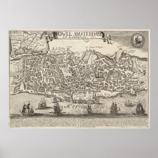  Pictorial Map of New York City (1672) Poster (Voorkant)