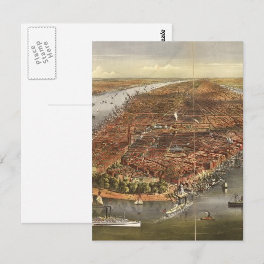  Pictorial Map of New York City (1870) Briefkaart (Voorkant / Achterkant)