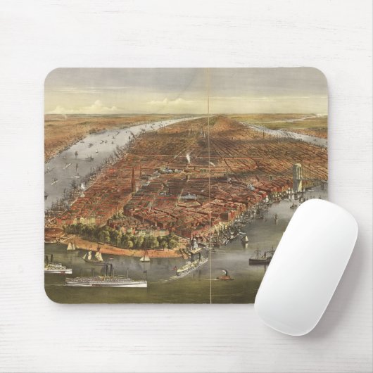  Pictorial Map of New York City (1870) Muismat (Met muis)