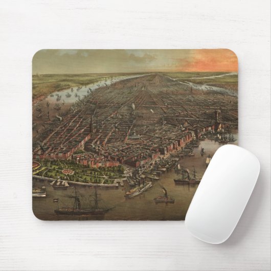  Pictorial Map of New York City (1873) Muismat (Met muis)