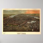 Pictorial Map of New York City (1873) Poster (Voorkant)