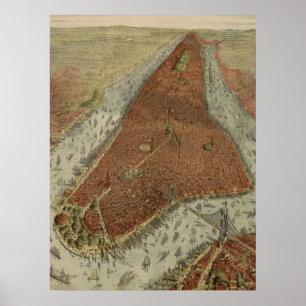 Pictorial Map of New York City (1879) 2 Poster