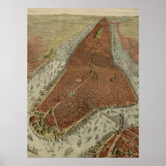  Pictorial Map of New York City (1879) 2 Poster (Voorkant)