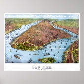  Pictorial Map of New York City (1879) Poster (Voorkant)