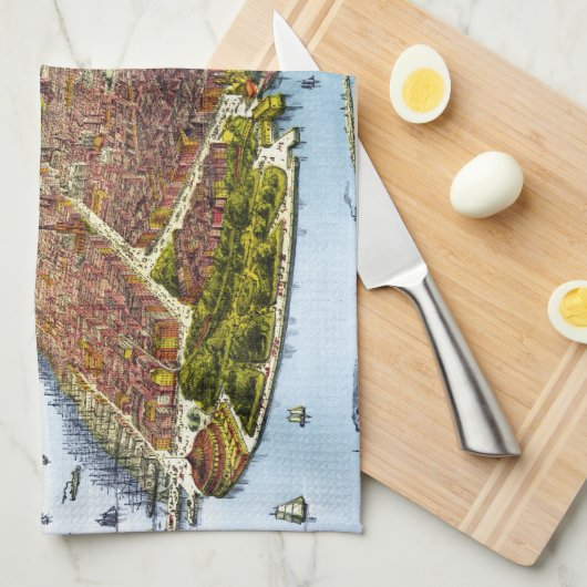  Pictorial Map of New York City (1879) Theedoek (Quarter Fold)