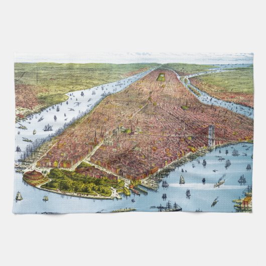  Pictorial Map of New York City (1879) Theedoek (Horizontaal)