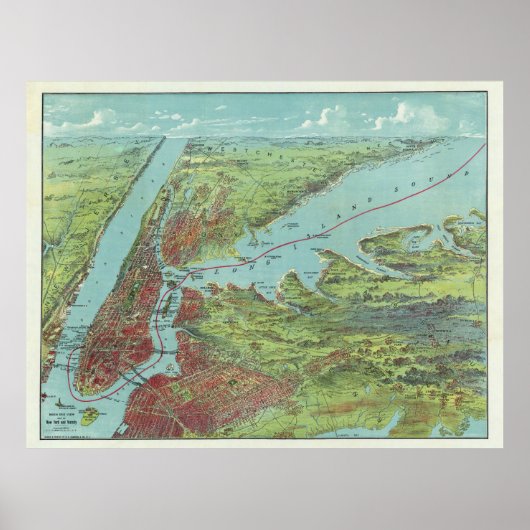 Pictorial Map of New York City (1909) Poster (Voorkant)