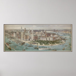  Pictorial Map of New York City (1914) Poster