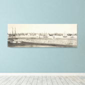 Pictorial Map of Newport RI (1860) Canvas Afdruk (Insitu (Houten vloer))