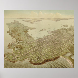  Pictorial Map of Newport RI (1878) Poster