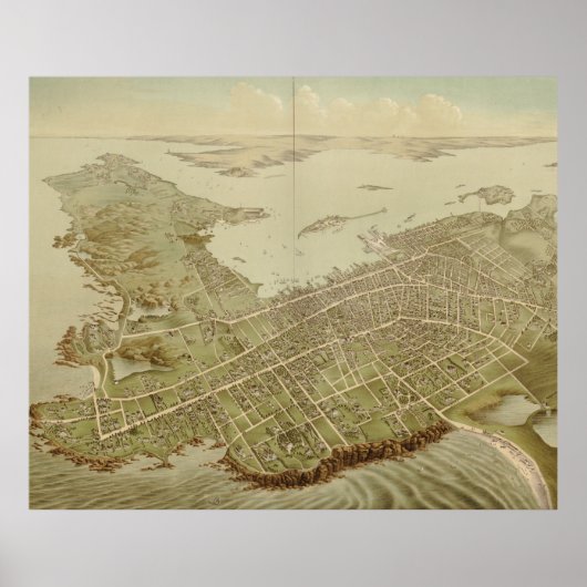  Pictorial Map of Newport RI (1878) Poster (Voorkant)