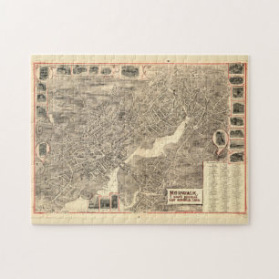 Pictorial Map of Norwalk CT (1889) Legpuzzel