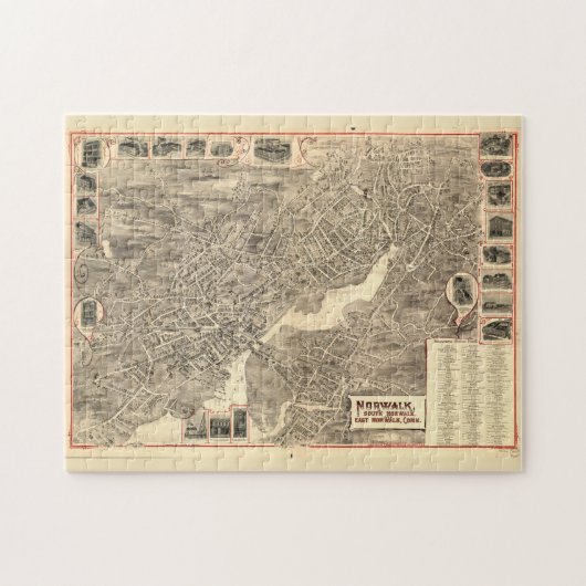  Pictorial Map of Norwalk CT (1889) Legpuzzel (Horizontaal)