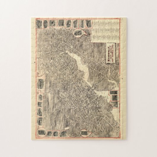  Pictorial Map of Norwalk CT (1889) Legpuzzel (Verticaal)