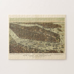  Pictorial Map of NYC and Brooklyn (1892) Legpuzzel