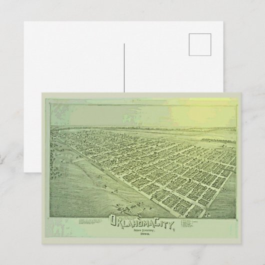  Pictorial Map of Oklahoma City in 1890 Briefkaart (Voorkant / Achterkant)