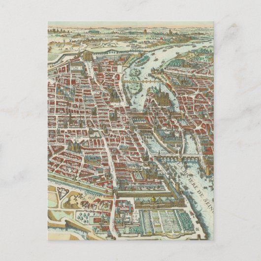  Pictorial Map of Paris (1615) Briefkaart (Voorkant)