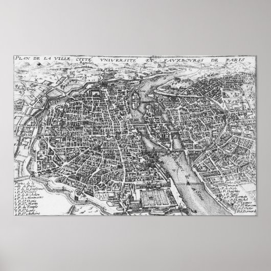  Pictorial Map of Paris (17e eeuw) Poster (Voorkant)