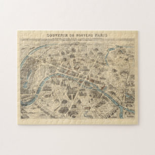 Pictorial Map of Paris France (1871) Legpuzzel