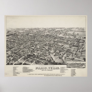 Pictorial Map of Paris Texas (1885) Poster