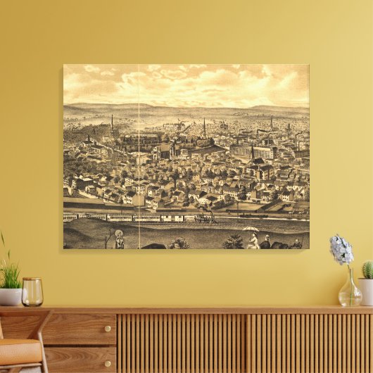  Pictorial Map of Paterson NJ (1880) Canvas Afdruk (Insitu (Woonkamer))