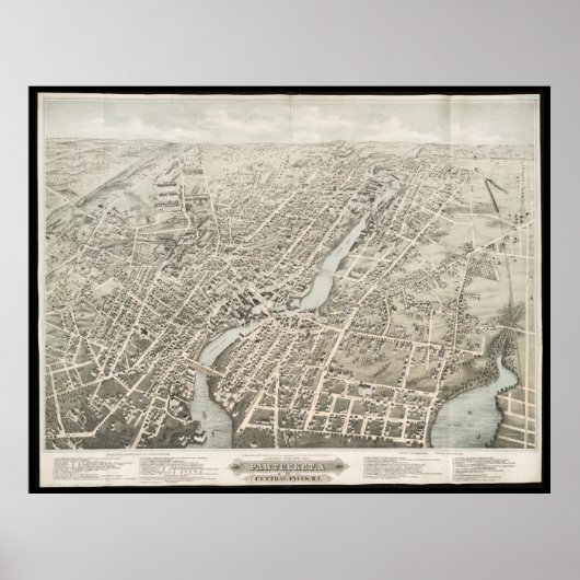 Pictorial Map of Pawtucket RI (1877) Poster (Voorkant)