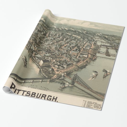  Pictorial Map of Pittsburgh (1902) Cadeaupapier (Uitgerold)