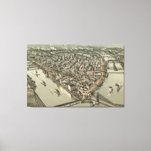 Pictorial Map of Pittsburgh (1902) Canvas Afdruk (Voorkant)