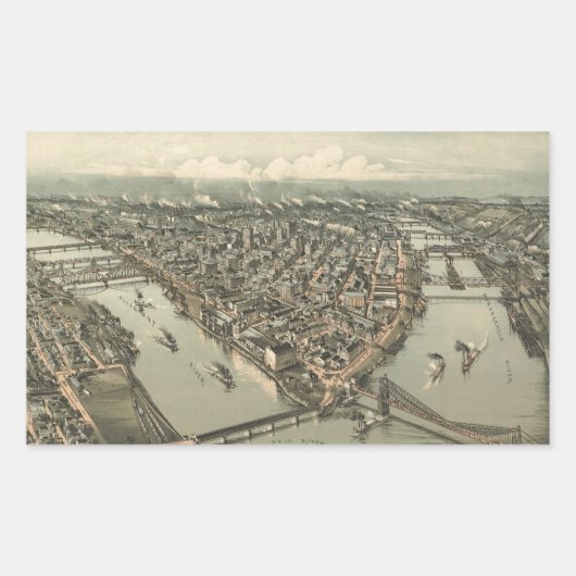  Pictorial Map of Pittsburgh (1902) Rechthoekige Sticker (Voorkant)