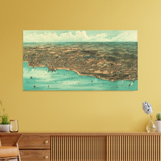  Pictorial Map of Plymouth MA (1910) Canvas Afdruk (Insitu (Woonkamer))