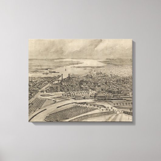 Pictorial Map of Providence RI (1896) Canvas Afdruk (Voorkant)