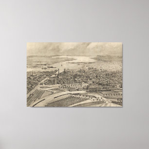  Pictorial Map of Providence RI (1896) Canvas Afdruk