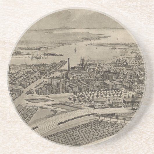  Pictorial Map of Providence RI (1896) Zandsteen Onderzetter (Voorkant)