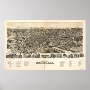  Pictorial Map of Roanoke Virginia (1891) Poster