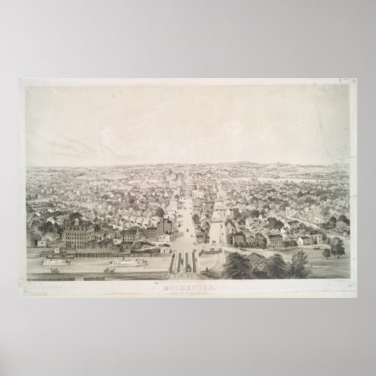  Pictorial Map of Rochester NY (1854) Poster (Voorkant)