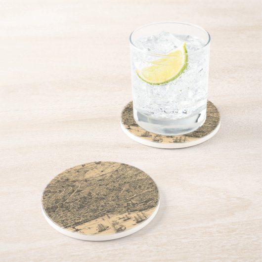  Pictorial Map of San Francisco (1875) Zandsteen Onderzetter (Zijkant)