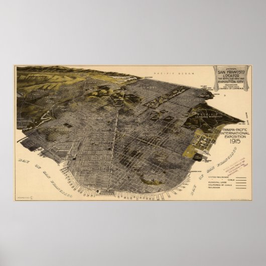 Pictorial Map of San Francisco (1915) Poster (Voorkant)