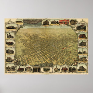  Pictorial Map of San Jose CA (1901) Poster