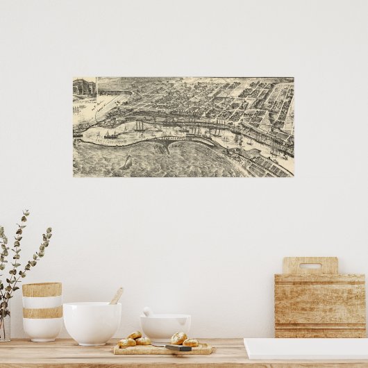 Pictorial Map of San Pedro (1902) Poster (Keuken)