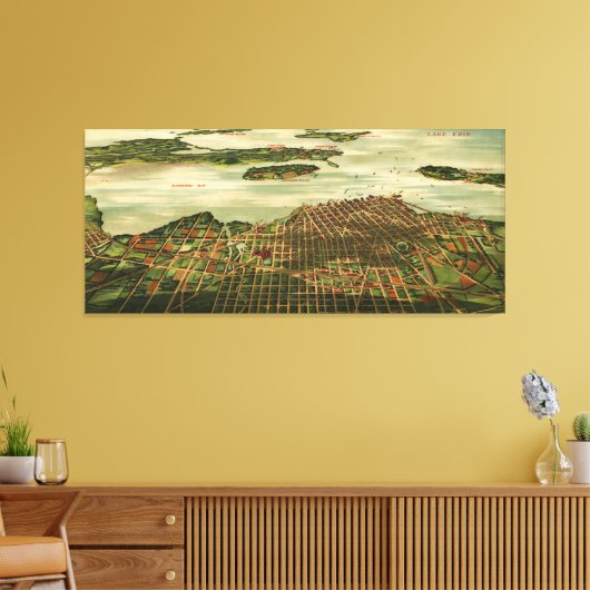  Pictorial Map of Sandusky Ohio (1898) Canvas Afdruk (Insitu (Woonkamer))