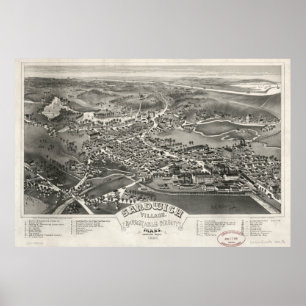 Pictorial Map of Sandwich MA (1884) Poster