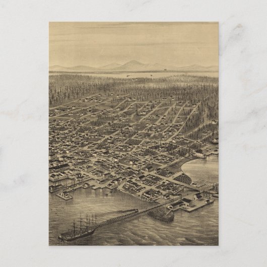 Pictorial Map of Seattle (1878) Briefkaart (Voorkant)