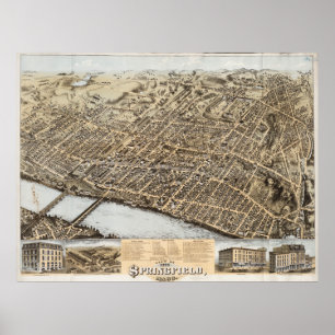  Pictorial Map of Springfield MA (1875) Poster