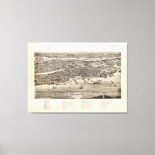  Pictorial Map of St. Augustine FL (1885) Canvas Afdruk (Voorkant)