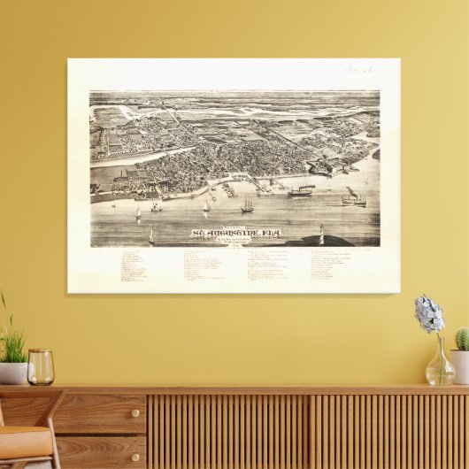  Pictorial Map of St. Augustine FL (1885) Canvas Afdruk (Insitu (Woonkamer))