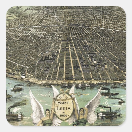 Pictorial Map of St. Louis (1896) Vierkante Sticker (Voorkant)