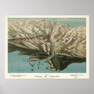 Pictorial Map of the Panama Canal (1881) Poster