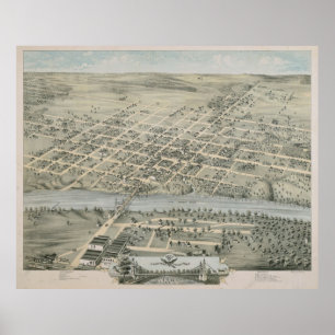 Pictorial Map of Waco Texas (1873) Poster