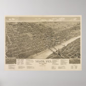 Pictorial Map of Waco Texas (1886) Poster (Voorkant)